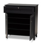 Baxton Studio Coolidge Modern and Contemporary Dark Grey Finished 4-Shelf Wood Shoe Storage Cabinet with Drawer
