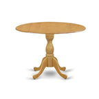 East West Furniture DMNF3-OAK-W 3 Piece Modern Dining Table Set Contains a Round Wooden Table with Dropleaf and 2 Kitchen Dining Chairs, 42x42 Inch, Oak