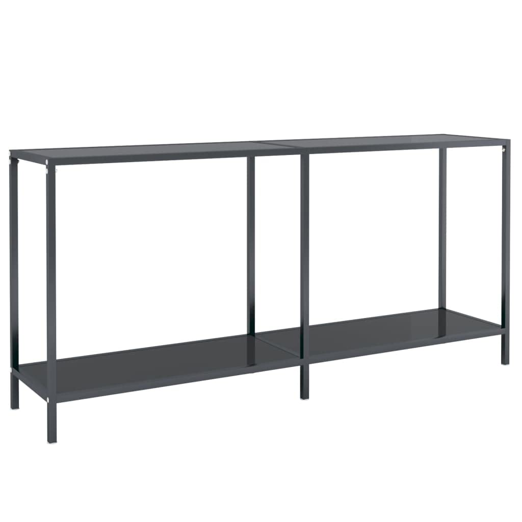 vidaXL Console Side Table - Tempered Glass and Powder-Coated Steel Construction - Black- Scandinavian Style - Ample Surface - Extra Storage Shelf