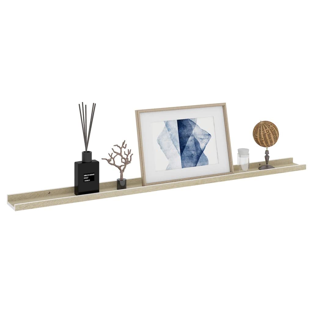 Wall Shelves -SKM Wall Shelves 4 pcs White and Sonoma Oak 45.3&quot;x3.5&quot;x1.2&quot;