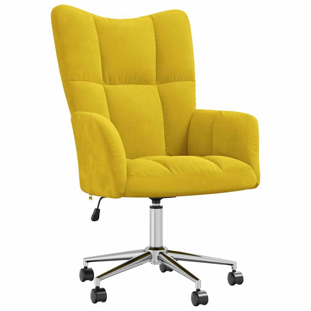 vidaXL Relaxing Chair in Chic and Elegant Mustard Yellow Velvet - Modern Style Office/Living Room/Lounge Seating with Adjustable Height and Castor Wheels