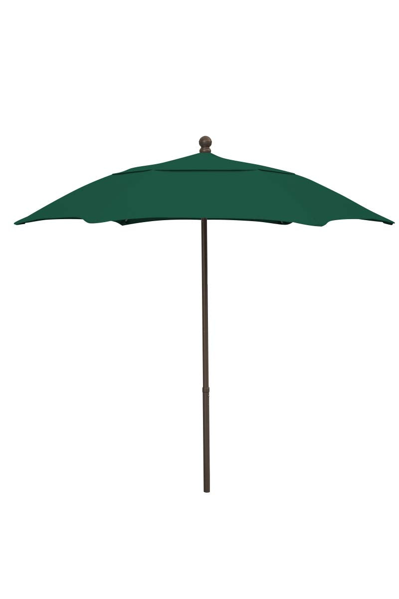 Fiberbuilt 7.5' Hex Patio Umbrella 6 Rib Push Up Champagne Bronze with Forest Green Spun Poly Canopy
