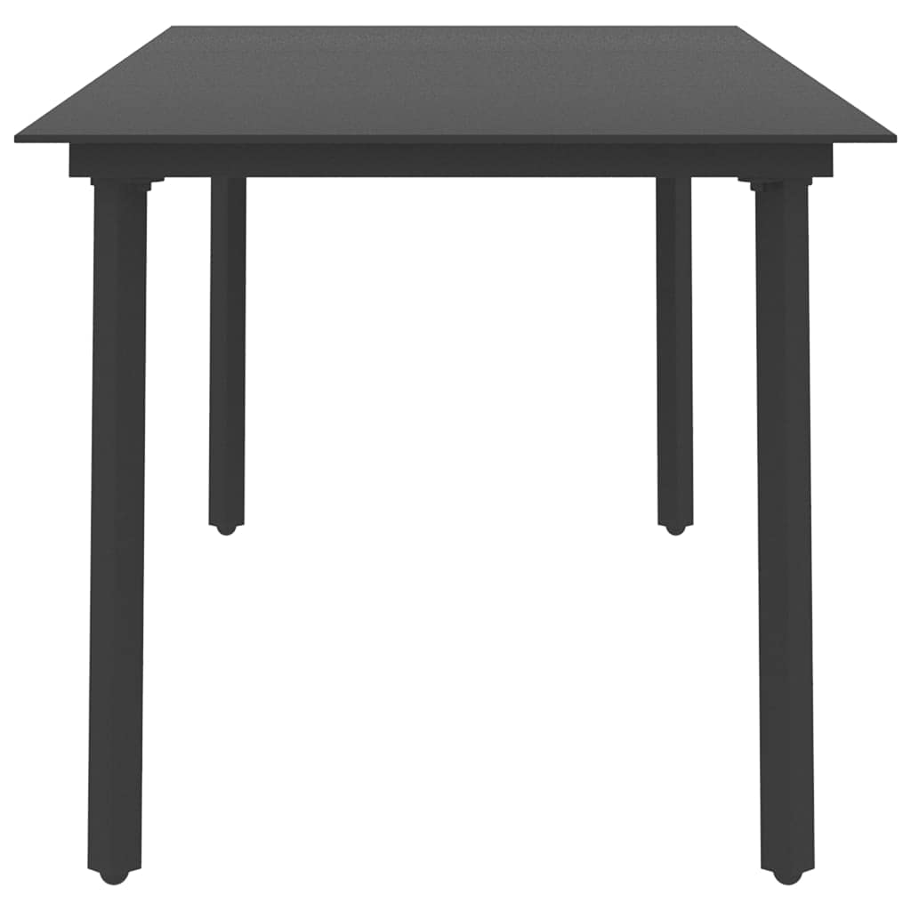 Patio Dining Table Black 74.8&quot;x35.4&quot;x29.1&quot; Steel and Glass