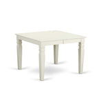 East West Furniture WEDA6-LWH-W 6Pc Rectangular 42/60" Dining Table with 18 in Leaf and Four Wood Seat Dining Chairs Plus 1 Bench