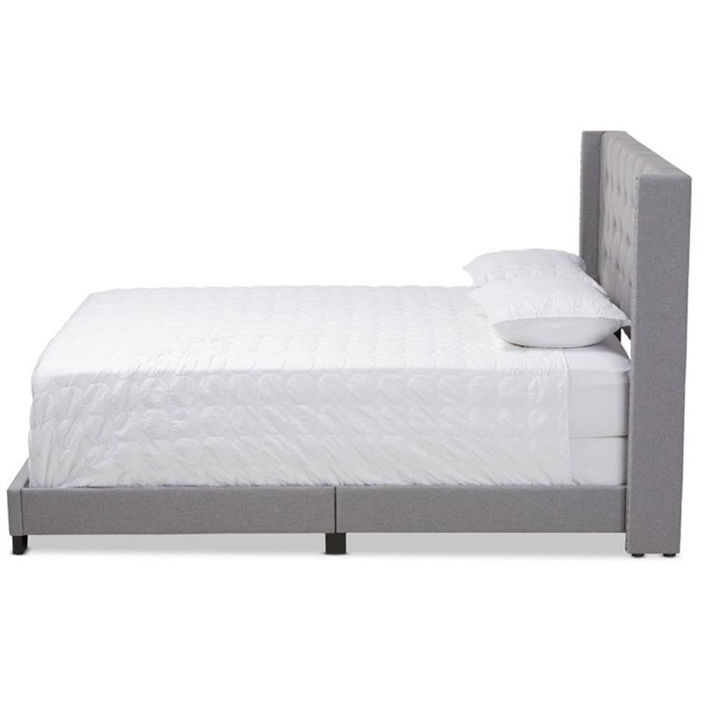 Baxton Studio Brady Modern and Contemporary Light Grey Fabric Upholstered Queen Size Bed