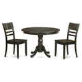 East West Furniture HLLY3-CAP-W 3 Piece Kitchen Table Set for Small Spaces Contains a Round Dining Room Table with Pedestal and 2 Dining Chairs, 42x42 Inch, Cappuccino