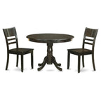 East West Furniture HLLY3-CAP-W 3 Piece Kitchen Table Set for Small Spaces Contains a Round Dining Room Table with Pedestal and 2 Dining Chairs, 42x42 Inch, Cappuccino