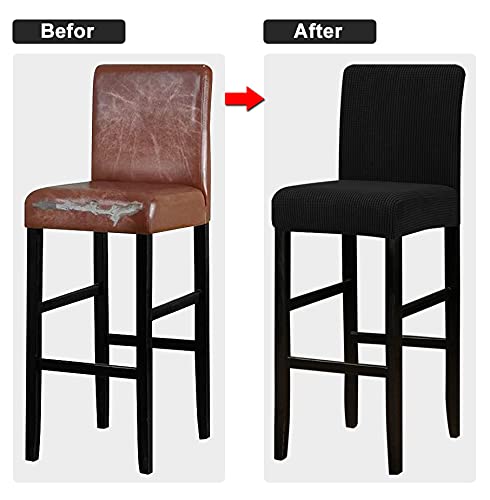 Lellen Reusable Pub Counter Stool Chair Covers Slipcover Stretch Removable Washable Dining Room Chair Covers Set Of 4 (Black)