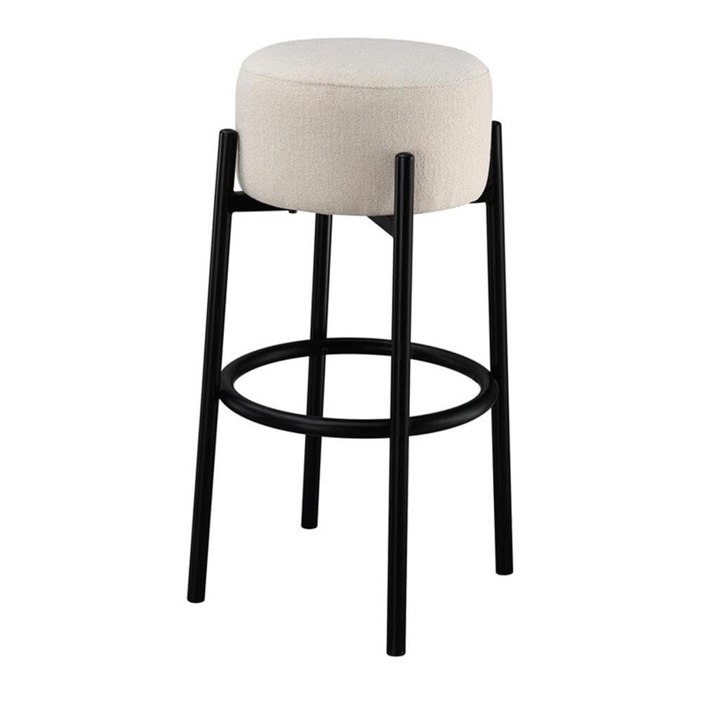 Coaster Leonard Microfiber Upholstered Round Stools White and Black