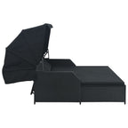 vidaXL 2-Person Sun Lounger with Canopy Poly Rattan Gray