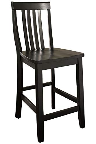 Crosley Furniture Drop Leaf Kitchen Island/Breakfast Bar With 24-Inch Schoolhouse Stools - Black