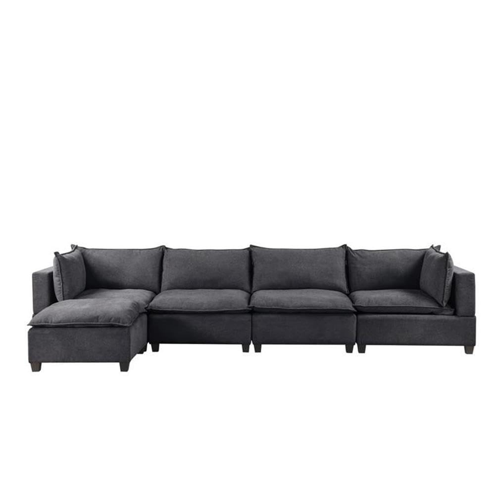 Lilola Home Madison Dark Gray Fabric 5 Piece Modular Sectional Sofa Chaise