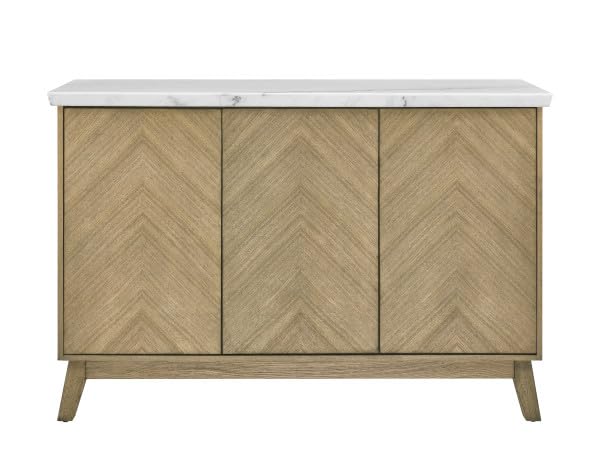Steve Silver Furniture Vida Top Burnished Blonde, Mid-Century Modern, Unique Marble Veining, Ash Veneers, Soft-Close Doors Server, Brown