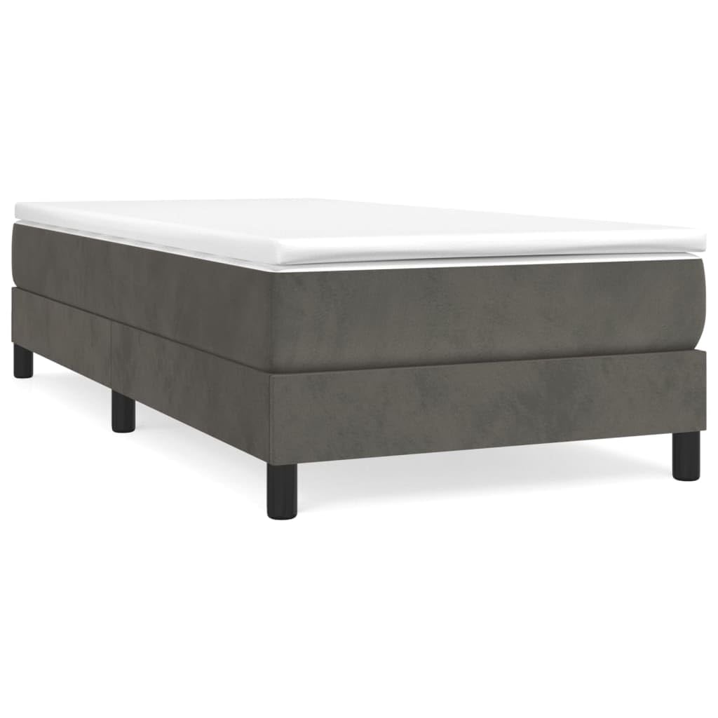 vidaXL Dark Gray Velvet Twin Box Spring Bed Frame – 39.4"x74.8" Size, Stylish Modern Design, Plywood and Engineered Wood Construction