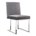 Pangea Home Dexter 18.5" Velvet & Steel Metal Side Chair In Silver (Set Of 2)
