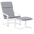vidaXL Durable Fabric Relaxing Chair and Footstool Set with Solid Birch Frame - Compact and Lightweight - Home Comfort and Decor - Light Gray