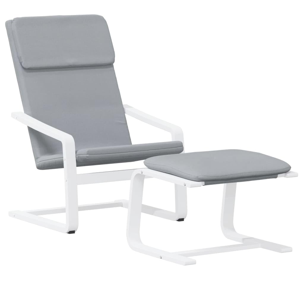 vidaXL Durable Fabric Relaxing Chair and Footstool Set with Solid Birch Frame - Compact and Lightweight - Home Comfort and Decor - Light Gray