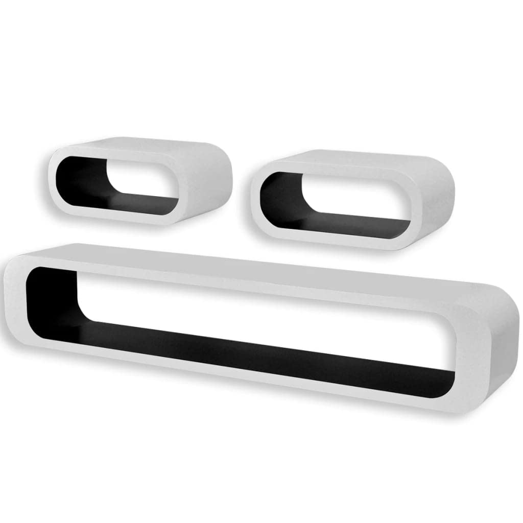 vidaXL Cubicle Shelves 3 pcs, Floating Cube Shelves, Display Shelves, Wall Cube Shelves for Book DVD Photo Frame Display, Scandinavian, White and Black