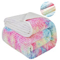 Lbro2M Sherpa Fleece Bed Blanket King Size,Striped Throw Blankets Super Soft Fuzzy Plush,Luxury Microfiber Warm Cozy Fluffy,Velvet Double Reversible Luxurious Couch Sofa (Rainbow,(90X104 Inches))