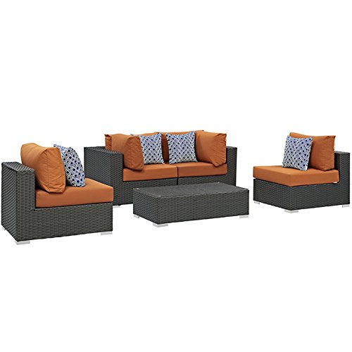 Modway Zephyr 5 Piece Outdoor Patio Sunbrella Sectional Set Wl-02646-Mw