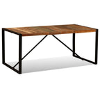 vidaXL - Solid Reclaimed Wood Dining Table, Industrial Style, Handmade with Durable Steel Legs, Multicolor Finish, Large Sized - 70.9" x 35.4" x 29.9"
