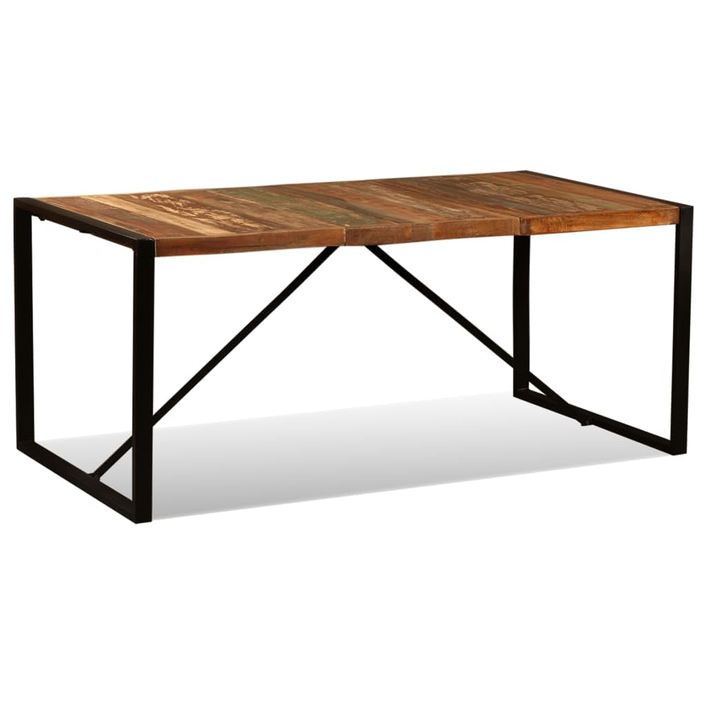 vidaXL - Solid Reclaimed Wood Dining Table, Industrial Style, Handmade with Durable Steel Legs, Multicolor Finish, Large Sized - 70.9" x 35.4" x 29.9"