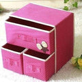 Swami Enterprise 2 Layers 3 Drawers Foldable Storage Box Bra Underwear Socks Cosmetics Closet Organizer Collapsible Storage Draw