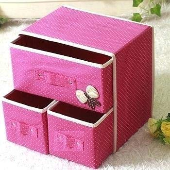 Swami Enterprise 2 Layers 3 Drawers Foldable Storage Box Bra Underwear Socks Cosmetics Closet Organizer Collapsible Storage Draw