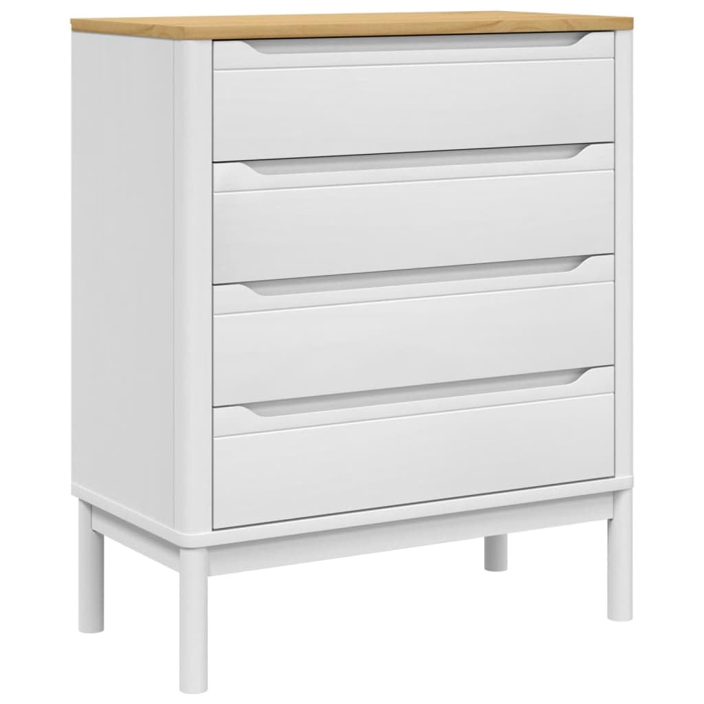 vidaXL Chest of Drawers - White Solid Wood - 4 Drawer Storage Unit - Pine - 30.1&quot; x 15.4&quot; x 35.6&quot;