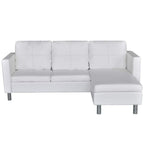 vidaXL Sectional Sofa 3-Seater Living Room Relaxing Seating Sleeper Lounge Couch Day Bed Furniture Artificial Leather White