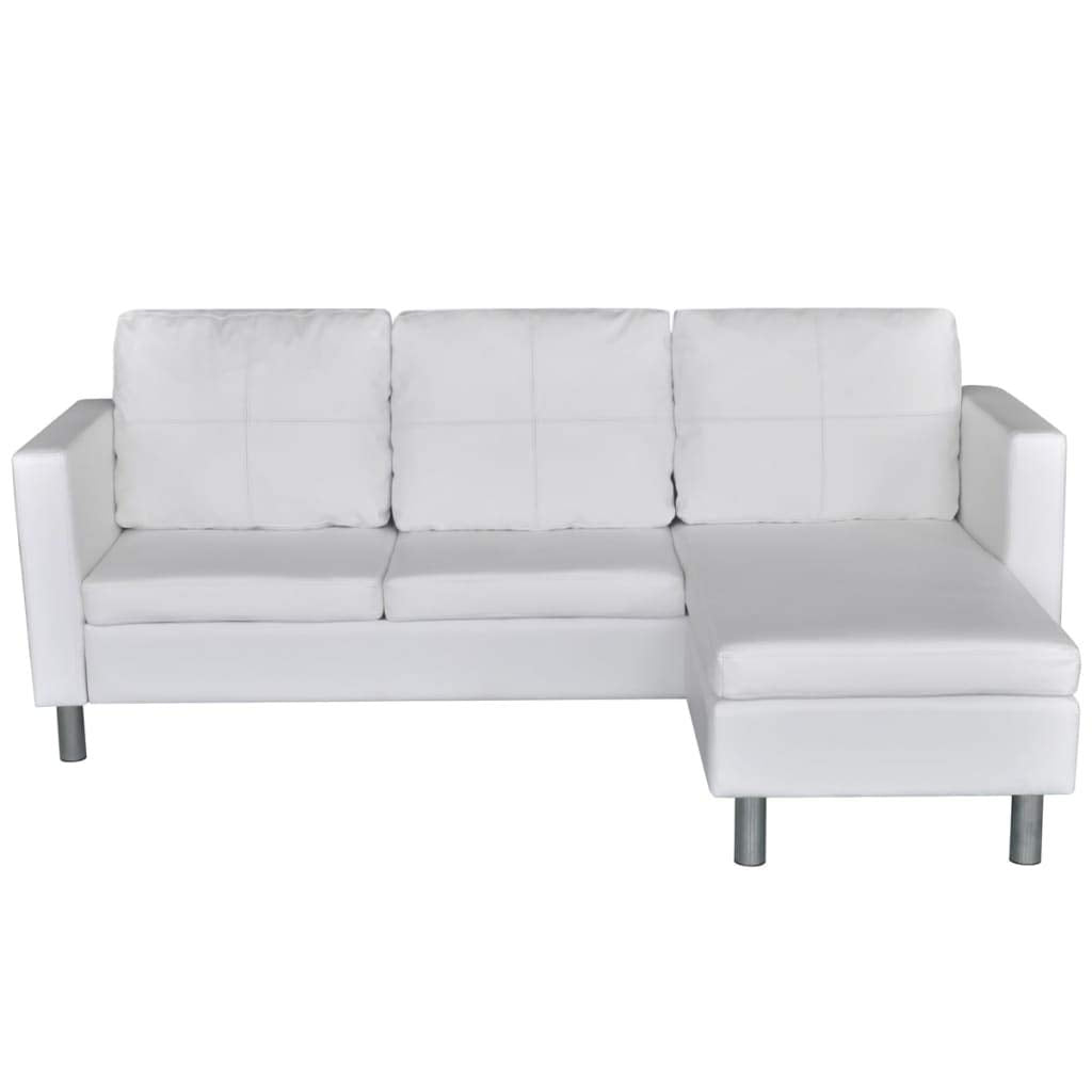vidaXL Sectional Sofa 3-Seater Living Room Relaxing Seating Sleeper Lounge Couch Day Bed Furniture Artificial Leather White