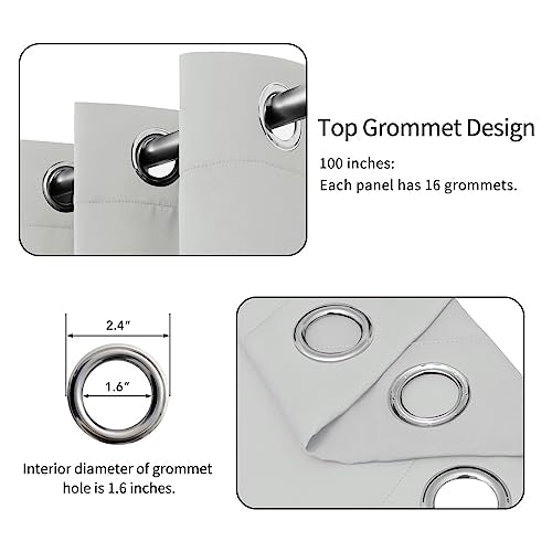 Easy-Going Blackout Door Curtains For Bedroom, Solid Thermal Insulated Grommet And Noise Reduction Window Drapes, Room Darkening Curtains For Living Room, 1 Panel (100X84 In, Greyish White)