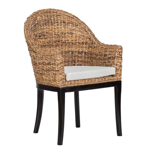 Kosas Home Owen 19&quot; Transitional Rattan Abaca and Mahogany Side Chair in Brown