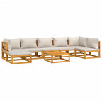 vidaXL 8-Piece Patio Furniture Set - Solid Acacia Wood, Light Gray Cushions, Modular 27.8"x26.8" Sofas, 26.8"x26.8"x11.4" Table