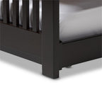 Baxton Studio Hevea Solid Wood Platform Bed with Guest Trundle Bed Twin/Dark Brown/Contemporary