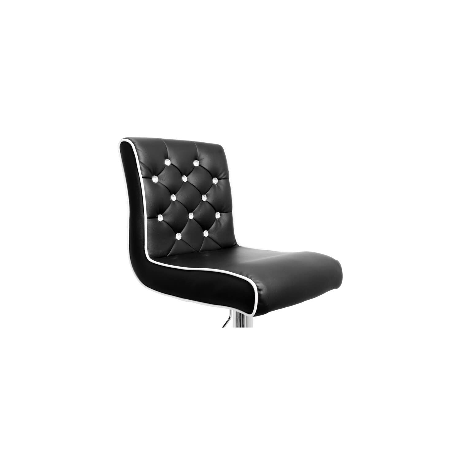 Best Master Swivel Bar Stool With Crystal And Tufted Look In Black (Set Of 2)