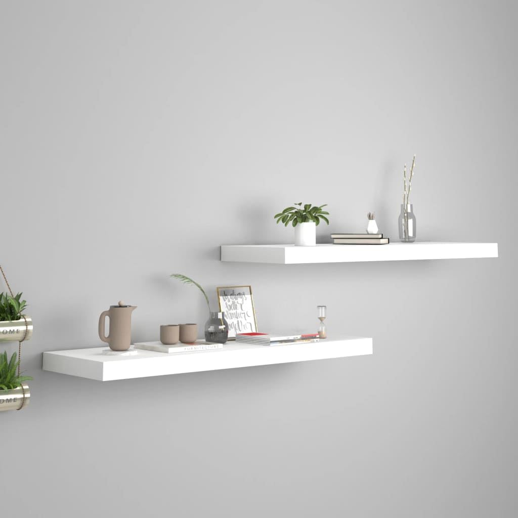 vidaXL Floating Wall Shelves, 2 pcs, White, 31.5x9.3x1.5, Honeycomb MDF and Metal Frame, Invisible Mounting System, Stylish and Versatile Décor
