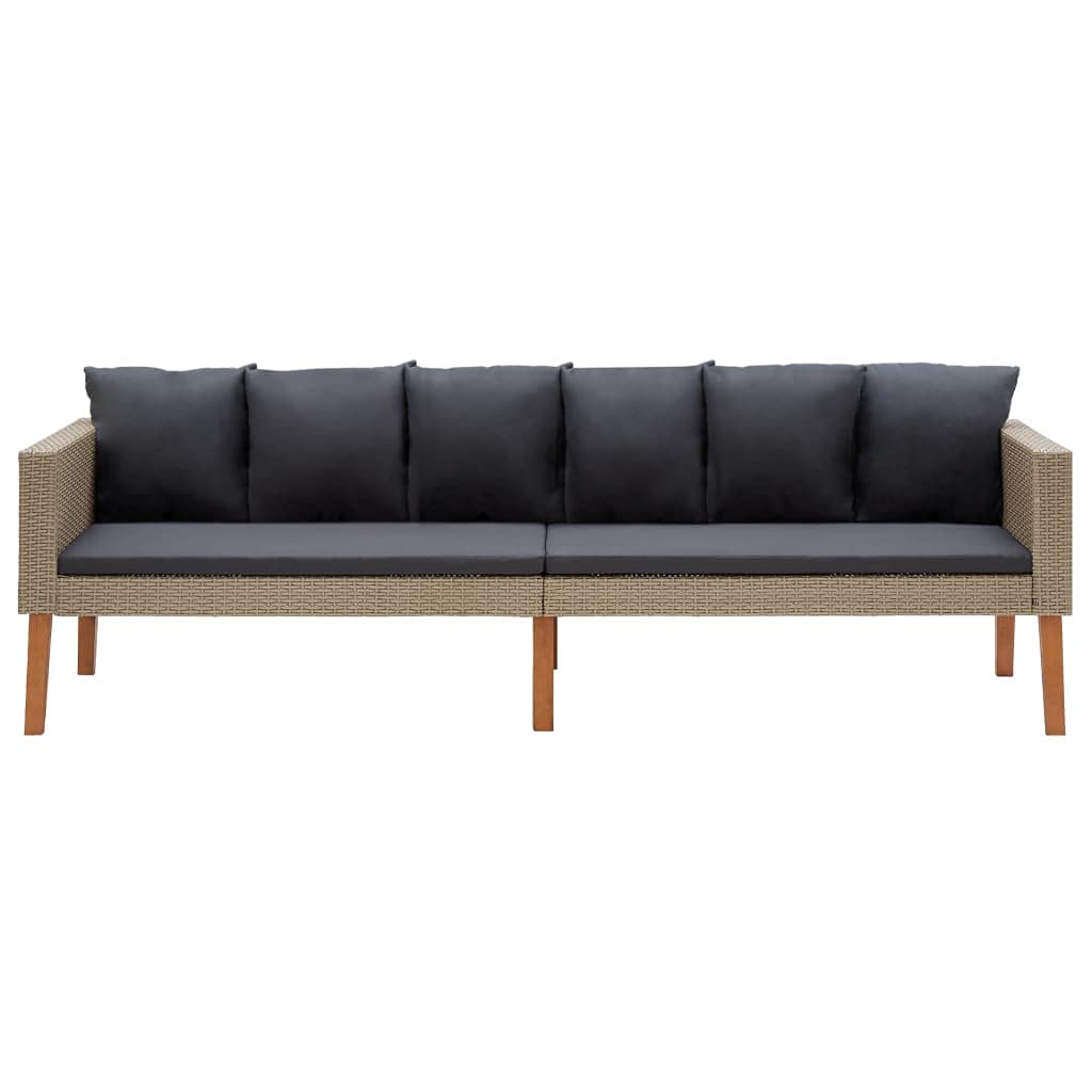 vidaXL 4-Piece Patio Lounge Set with Cushions - Durable PE Rattan Outdoor Sofa and Coffee Table Set - Powder-Coated Steel with Teak Looking Finish and Anthracite Cushions - Ideal for Garden, Terra...