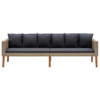 vidaXL 4-Piece Patio Lounge Set with Cushions - Durable PE Rattan Outdoor Sofa and Coffee Table Set - Powder-Coated Steel with Teak Looking Finish and Anthracite Cushions - Ideal for Garden, Terra...