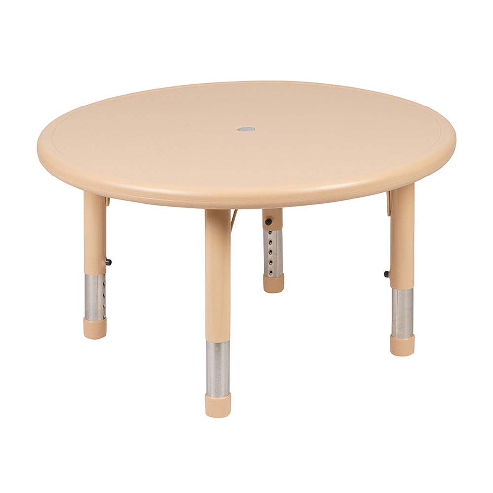 Flash Furniture 33' Round Natural Plastic Height Adjustable Activity Table Set With 2 Chairs