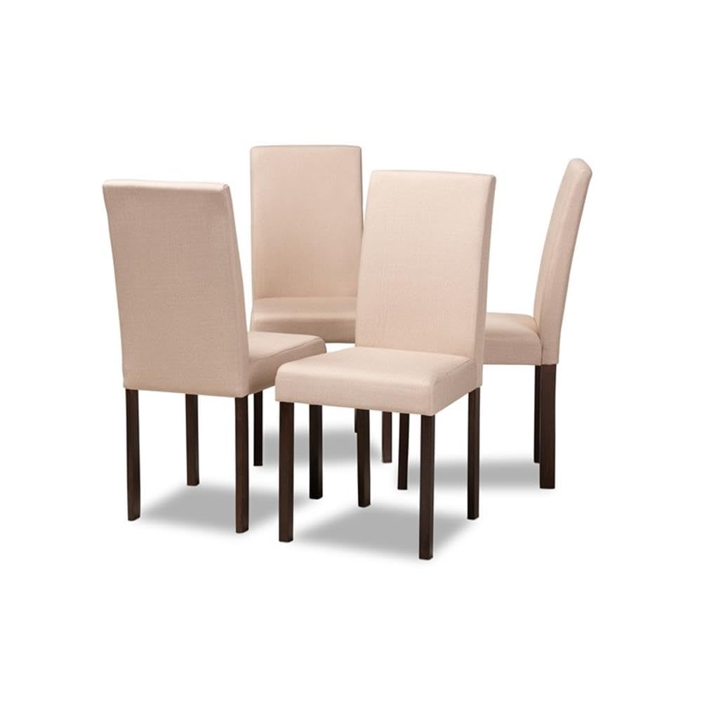 Baxton Studio Andrew Contemporary Espresso Wood And Beige Fabric Dining Chairs (Set Of 2)