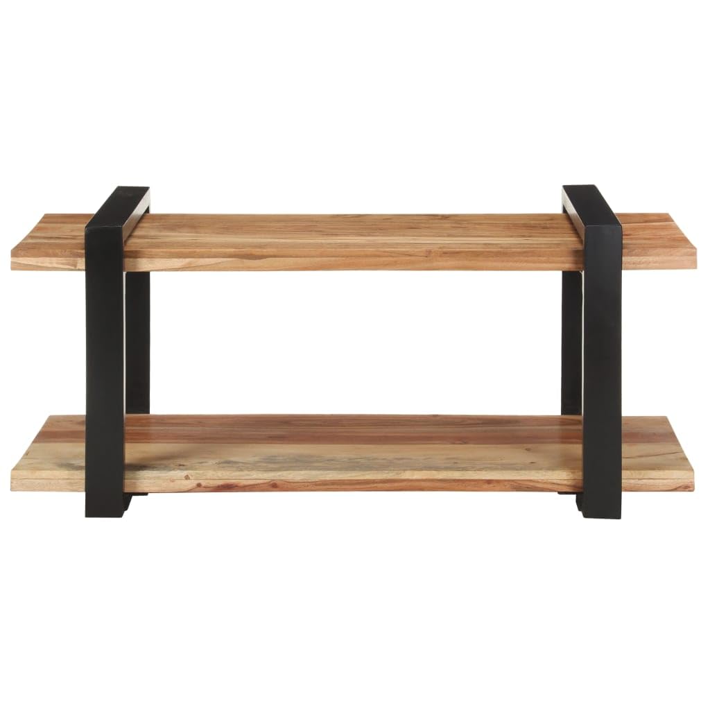 vidaXL Solid Acacia Wood TV Stand with Industrial Style - Multifunctional for Living Room, Compact Size, Unique Grain Finish, Stable & Durable, Bottom Shelf for Additional Storage