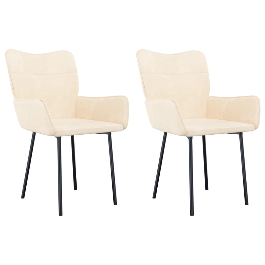 vidaXL Modern Dining Chairs in Cream Velvet Upholstery | Durable Metal Frame Construction | Perfect for Living Room, Dining Room, or Study | Proposition 65 Compliant