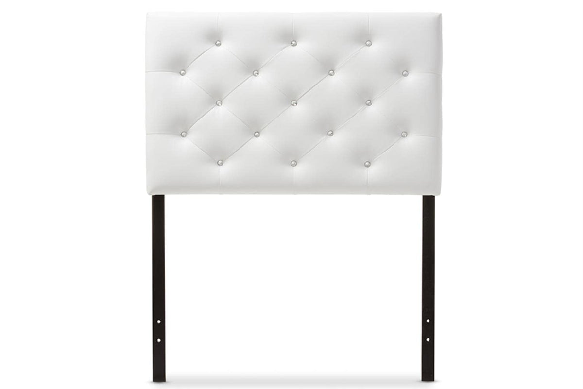 Baxton Studio Viviana Modern and Contemporary White Faux Leather Upholstered Button-Tufted Twin Size Headboard