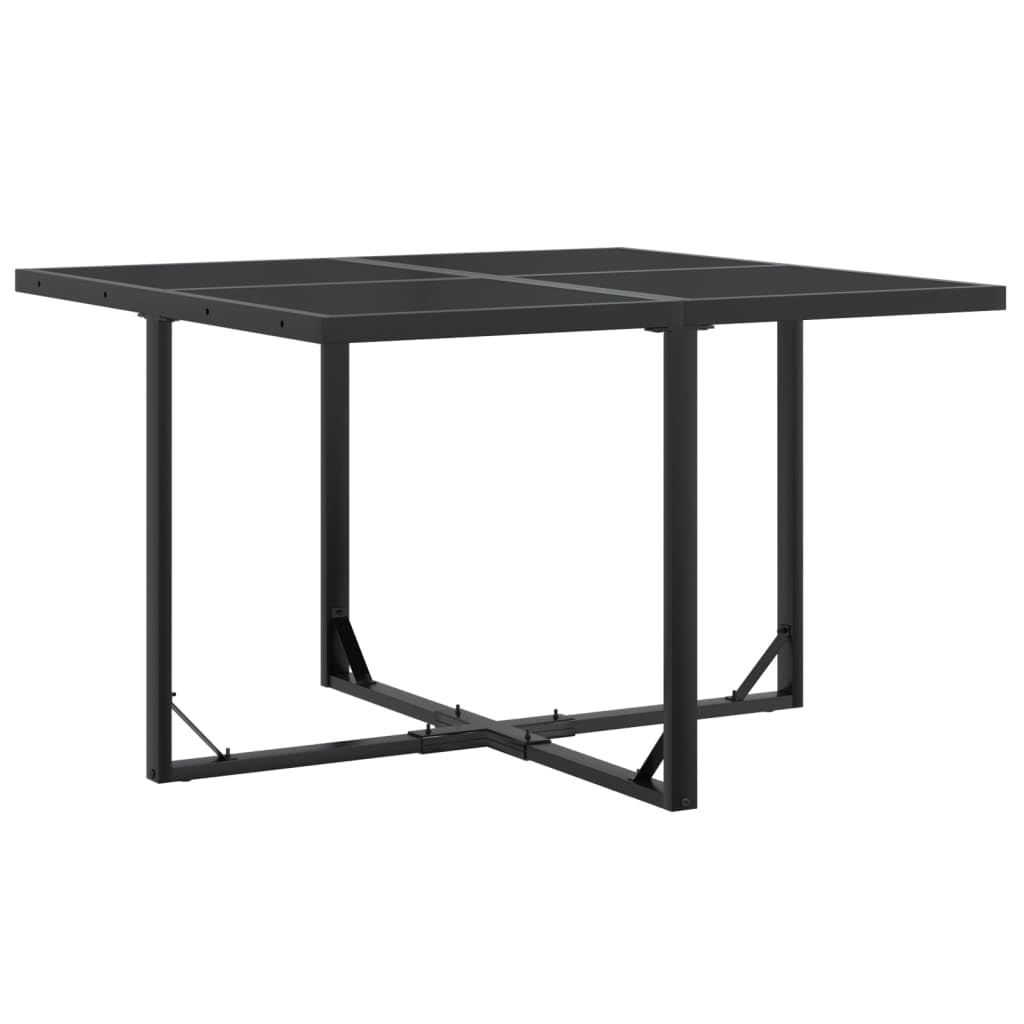 vidaXL Patio Dining Set - 9 Piece Outdoor Black Steel Table and Chairs with Stools, Weather-Resistant Textilene Fabric, Foldable Seating