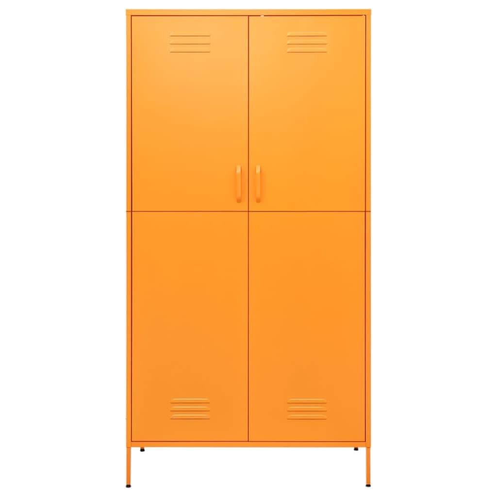 vidaXL Mustard Yellow Steel Wardrobe with Adjustable Shelves and Hanging Rod - Chic Industrial-Style Storage Solution for Clothes, Hats, and Accessories