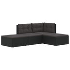 vidaXL Patio Lounge Set with Adjustable Corner Sofa - 4 Piece Black Poly Rattan Set with Thick Cushions and Weather-Resistant Frame, Modular and Easy-to-Clean