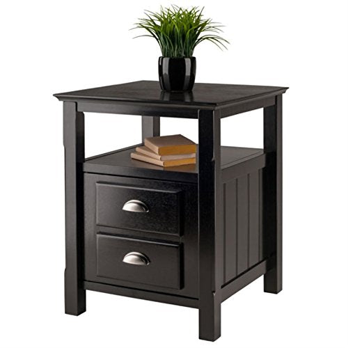 Ergode Timber Nightstand - Versatile & Stylish Bedroom Storage with Drawer & Shelf - Black Finish - Elegant Design - Easy Assembly - 20' W x 20' D x 25' H