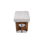 Baxton Studio Theo Mid-Century Modern Greyish Beige Fabric Upholstered Walnut Finished Bench