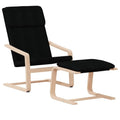 vidaXL Relaxing Chair with Footstool in Black Fabric - Solid Birch Wood Frame - Thickly Padded Seat and Backrest - 242.5lb Capacity - Removable and Washable Cover
